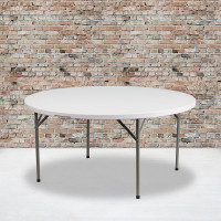 Flash Furniture DAD-YCZ-1-GW-GG 60'' Round Granite White Plastic Folding Table